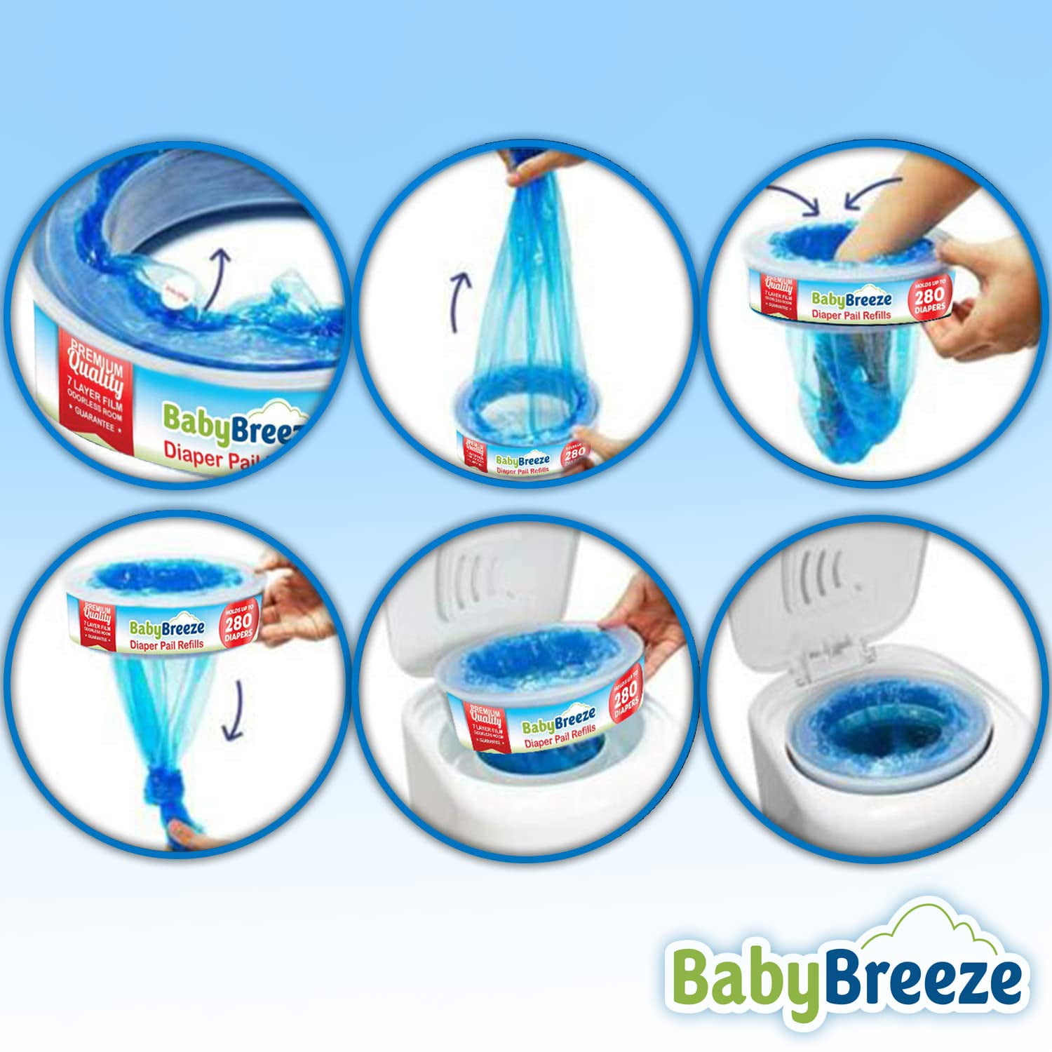 BabyBreeze Diaper Pail Refills Bags for Diaper Genie - 2240 Count 8-Pack