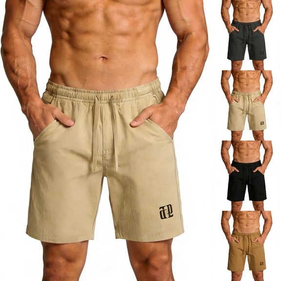 Afuyipoi Men's 5-inch Inseam Wide-Leg Shorts Lightweight Breathable Training Shorts, Trendy Letter Print Athletic Shorts with Drawstring Waist Black Size L