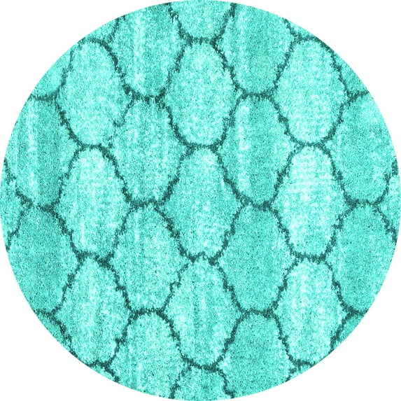 Ahgly Company Indoor Round Trellis Turquoise Blue Modern Area Rugs, 8' Round