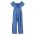 thumbnail image 6 of Franhais Women Plus Size Denim Off Shoulder Rompers Ruffle Slash Neck Drawstring Jumpsuits, 6 of 8