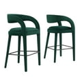 thumbnail image 2 of Modway Pinnacle Performance Velvet Bar Stool Set of Two in Green Black, 2 of 10