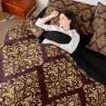 thumbnail image 4 of jejeloiu Western Damask 7-Piece King Bedding,Vintage Victorian Floral King Bed in a Bag For Adults,Burgundy Gold,Black Reversible, 4 of 7