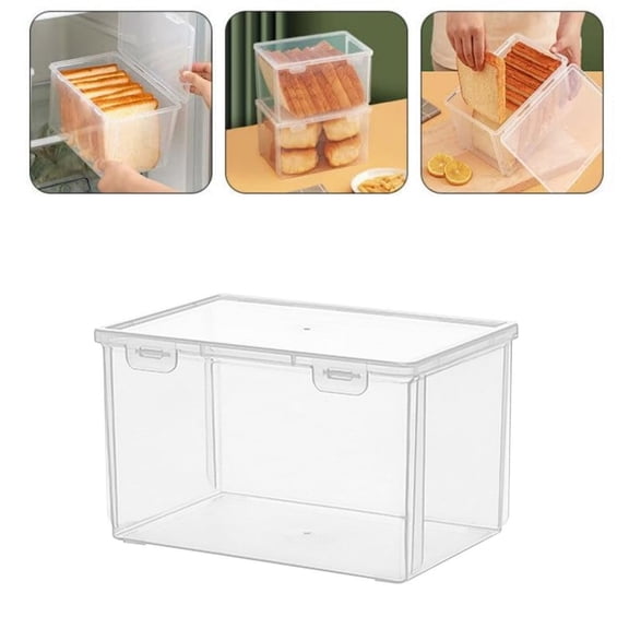 Bread Box Medium Bread Storage Box Plastic Snacks Fresh Keeping Organizer 8.4x5.8x5in Donut Storage Container for Home 1pack
