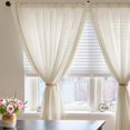 thumbnail image 2 of Cortinas de lino Jinchan, 229 cm de longitud, 2 paneles, color beige, 2 of 9