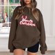 thumbnail image 3 of Gibobby Sudadera navideña mujer Sudadera con capucha estampada navideña holgada para mujer con mangas hasta los hombros(Café,G), 3 of 4