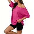 thumbnail image 5 of Short Sleeve Tops for Women, Womens Off the Shoulder Tops, Oversized Summer Spring T-Shirts 2026, 5 of 6