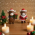 thumbnail image 2 of 2PCS Highland Cow Figurines Christmas Santa Candy Cane Highland Cow Gnomes Scottish Resin Statue Calf Lovers Gifts for Xmas Home Garden Kitchen Office Tiered Tray Table Decor, 2 of 9