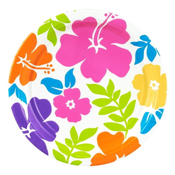 Hibiscus White Dessert Plates (50 Count)