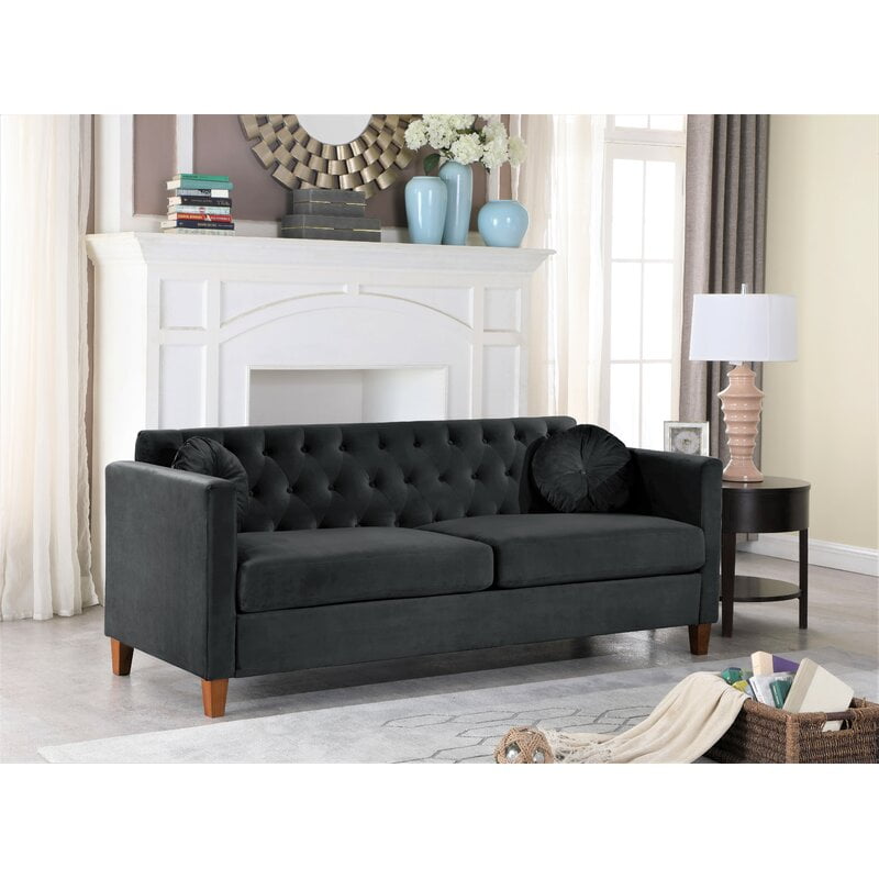 Uspridefurniture Persaud Velvet 79.5 Square Arms Sofa