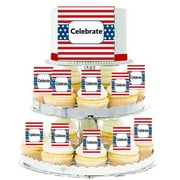 July 4th Celebrate Edible Photo Toppers & Edible Cupcake Decoration Kit