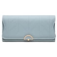 thumbnail image 1 of Organizador de embrague de cartera con solapa RFID de cuero para mujer, 1 of 5