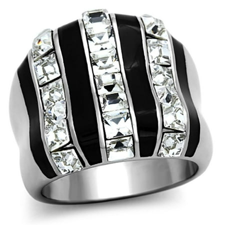 

Beautops TK1213 - High polished (no plating) Stainless Steel Ring with Top Grade Crystal in Clear - 6
