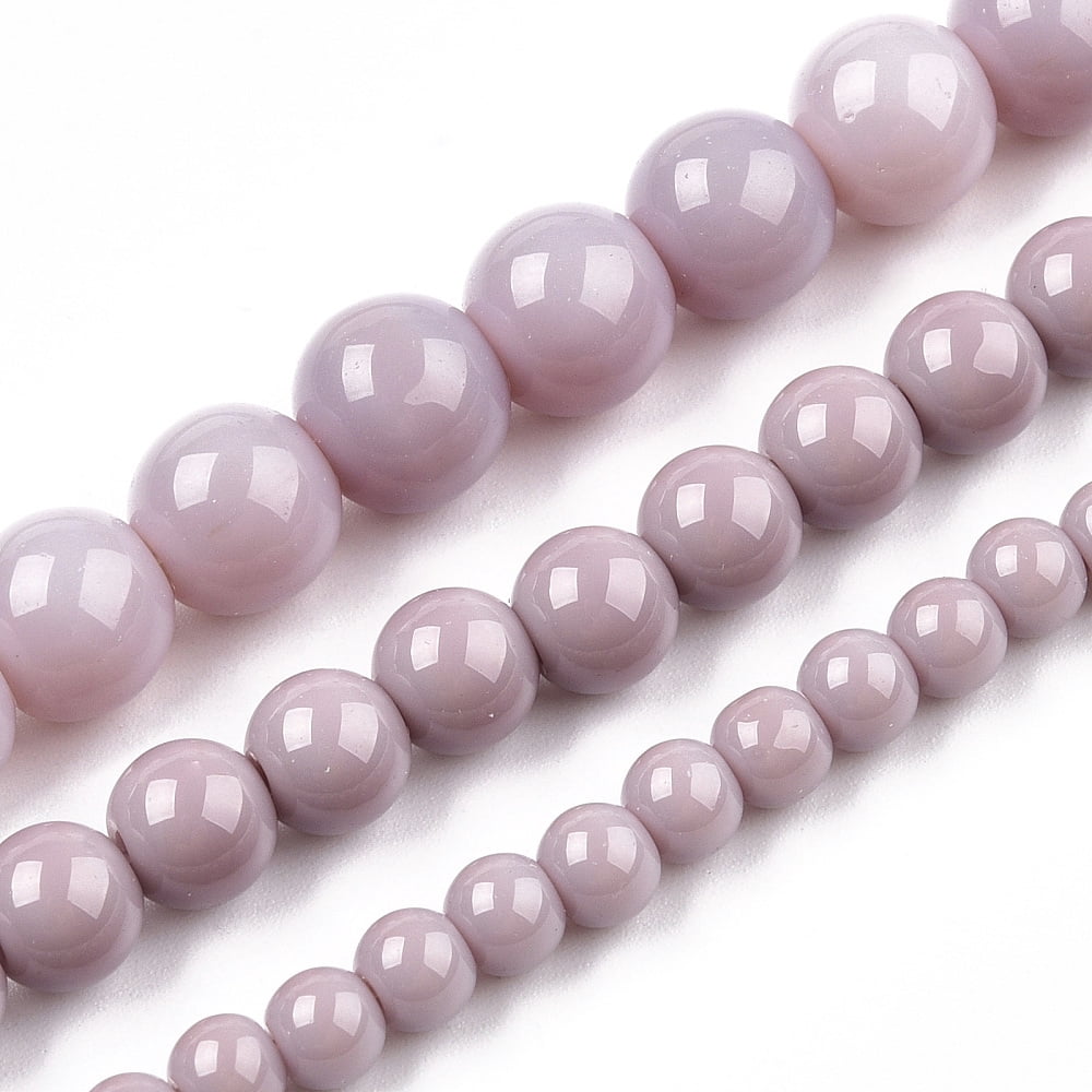 Opaque Solid Color Glass Beads Strands Round Rosy Brown 6~6.5mm Hole: 1.4mm about 67~70pcs/strand 14.76 inch~15.16 inch(37.5~38.5cm)