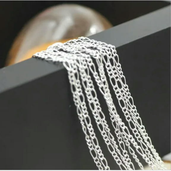 10PCS 16-30inch 925 Silver Figaro Chain Necklace Accessorie Jewelry Necklace