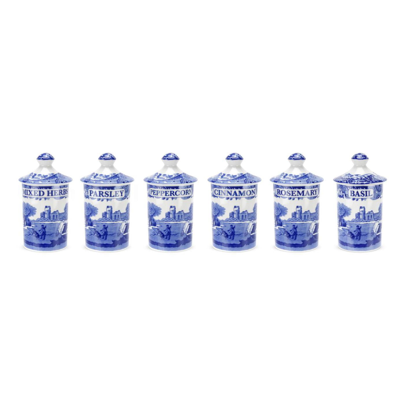 Spode Blue Italian Spice Jars Set of 6 Walmart