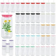 16 oz Acrylic Mason Jar Cups, 50 Pack Clear Plastic Drinking Jars with Colorful Lids and Straws for Water, Beer, Soda, Juice, Mix Colors