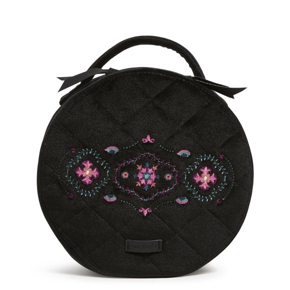 Vera Bradley Round Travel Cosmetic Makeup Organizer Case Winter Ornaments