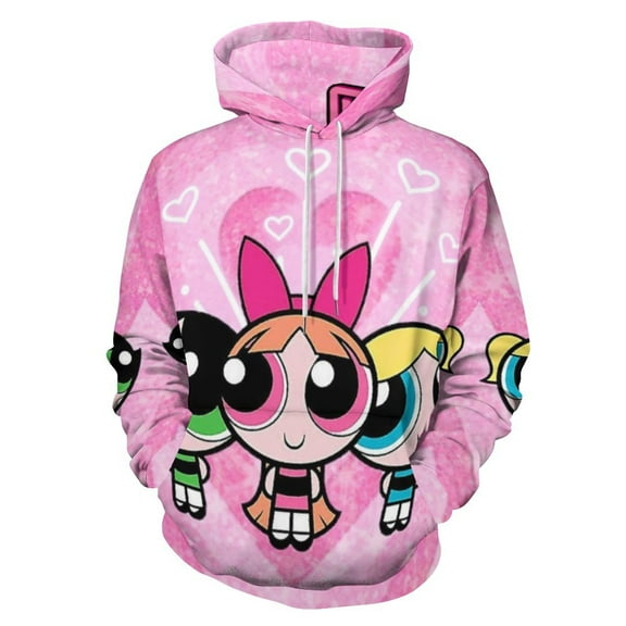 The Powerpuff Girls Unisex Sweatshirts Loose Pullover Sweater Hooded Hoodie 3D Printing Jacket Winter Fall Clothes S