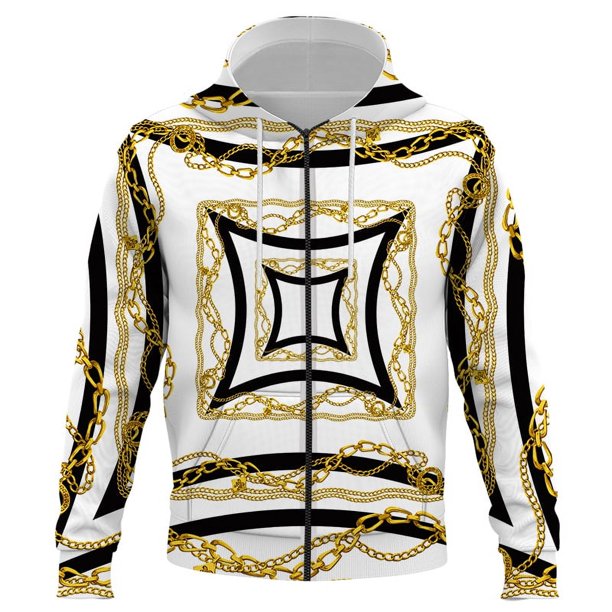 Sudadera con capucha de marca de moda para hombre y mujer, lujosa sudadera con capucha de cadena de hierro con estampado 3D por todas partes, estilo hip hop, informal, ropa de calle, ropa para hombre