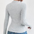 thumbnail image 6 of STETMN Women's Long Sleeve Tops Choker Neck Cutout Front Sexy Blouse Fall Slim Fit Stripe Tee Shirts, 6 of 8