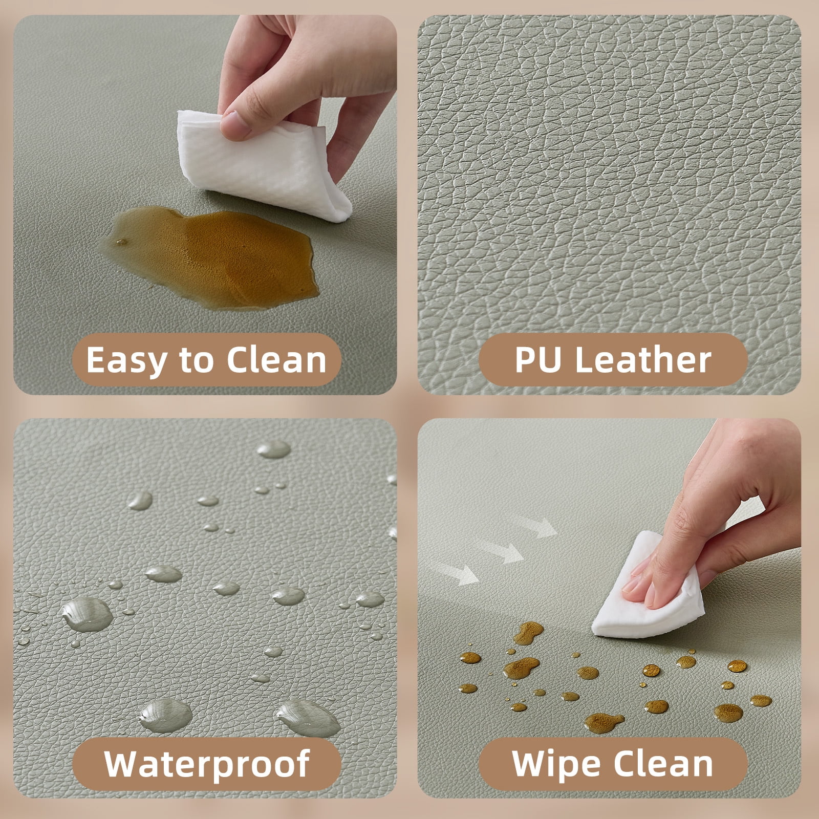 Teler Leather Baby Play Mat, 1.3" Thick Leather Crawling Mat, Cushioned & Waterproof Soft Playmat for Toddlers, Infants, 50" x 50", Gray