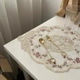 thumbnail image 4 of 2pack Vintage Oval Lace Table Placemats, Exquisite Flower Embroidered Doilies vase mat, 12 X 18 Inch (Beige), 4 of 7