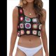 thumbnail image 1 of Top Corto de Crochet para Mujer, Estilo Bohemio, de Verano, Sin Mangas, de Punto Calado, Estilo Floral Y2K Negro One Size, 1 of 9