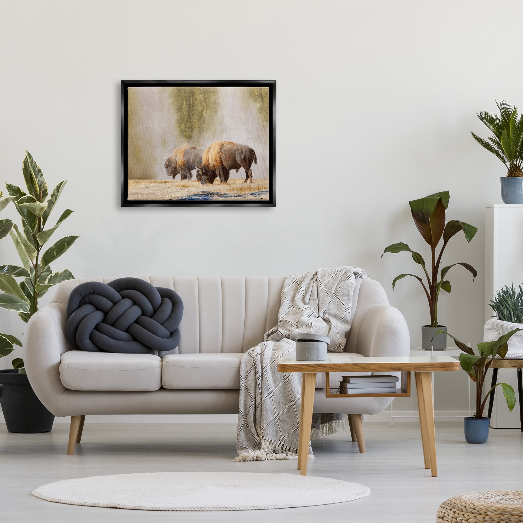 Stupell Industries Bison Wildlife Photography Animals & Insects Painting Black Floater Framed Art Print Wall Art
