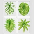 thumbnail image 3 of PixonSign Framed Wall Art Adhesive Canvas Poster Set of 4 Vibrant Green Tropical Plant Leaf Prints Nature Wilderness Leaves Digital Modern Art Decorative Classic Home Decor - 11"x14" White, 3 of 5