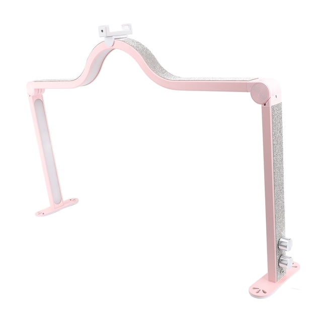 Nail Tech Lamp for Desk, 3000K to 6000K Stepless Dimming Foldable Nail Light with Phone Holder, All Around Lighting LED Manicure Lamp Nail Table Light for Eyelashes, Nail, Makeup