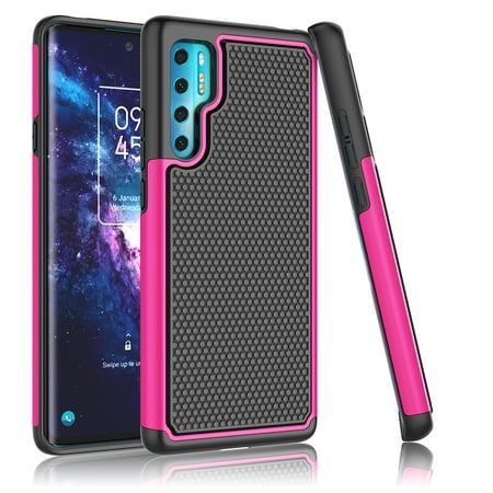TCL 20 Pro 5G Case,Takfox Dual Layer Heavy-Duty Military-Grade Armor Defender Protective Phone Case Cover for TCL 20 Pro 5G - Hot Pink