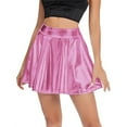 thumbnail image 2 of XIAONU Women's Leather Skirt Flared Hem Shiny Skirt Stretchy Edgy Club Skirts, 2 of 8