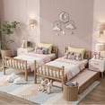 thumbnail image 4 of VECELO Bunk Bed with Trundle,Twin Over Twin Bunk Beds with Sided Ladder and Full-Length Guardrail, Heavy Duty Wood Bunk Bed Built-in Ladder, Natural, 4 of 10