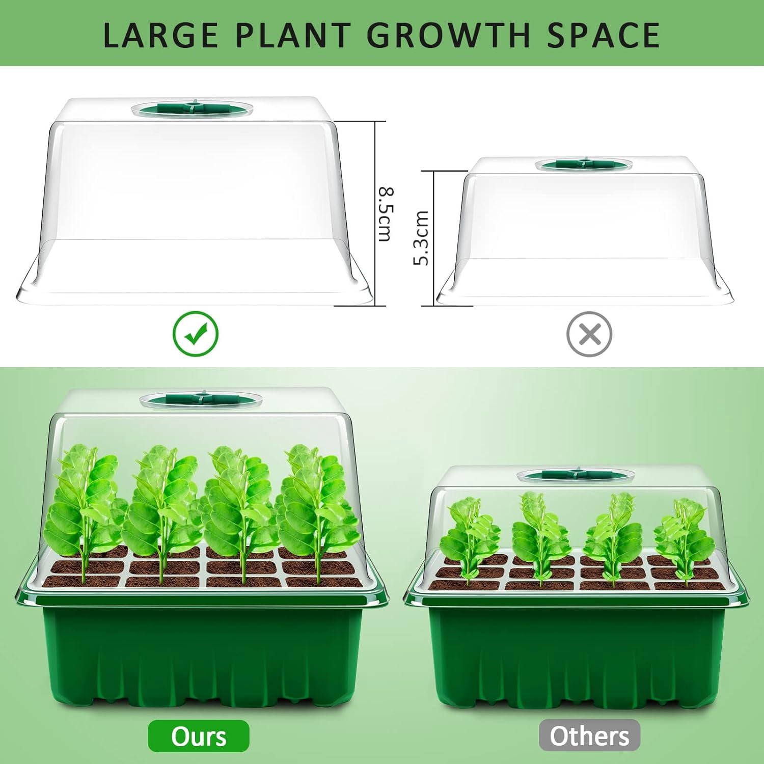 Seed Starter Tray, 10 Pack 120 Cells Thicken Kit with Lids Humidity Dome Starter Trays for Indoor Gardening Plant