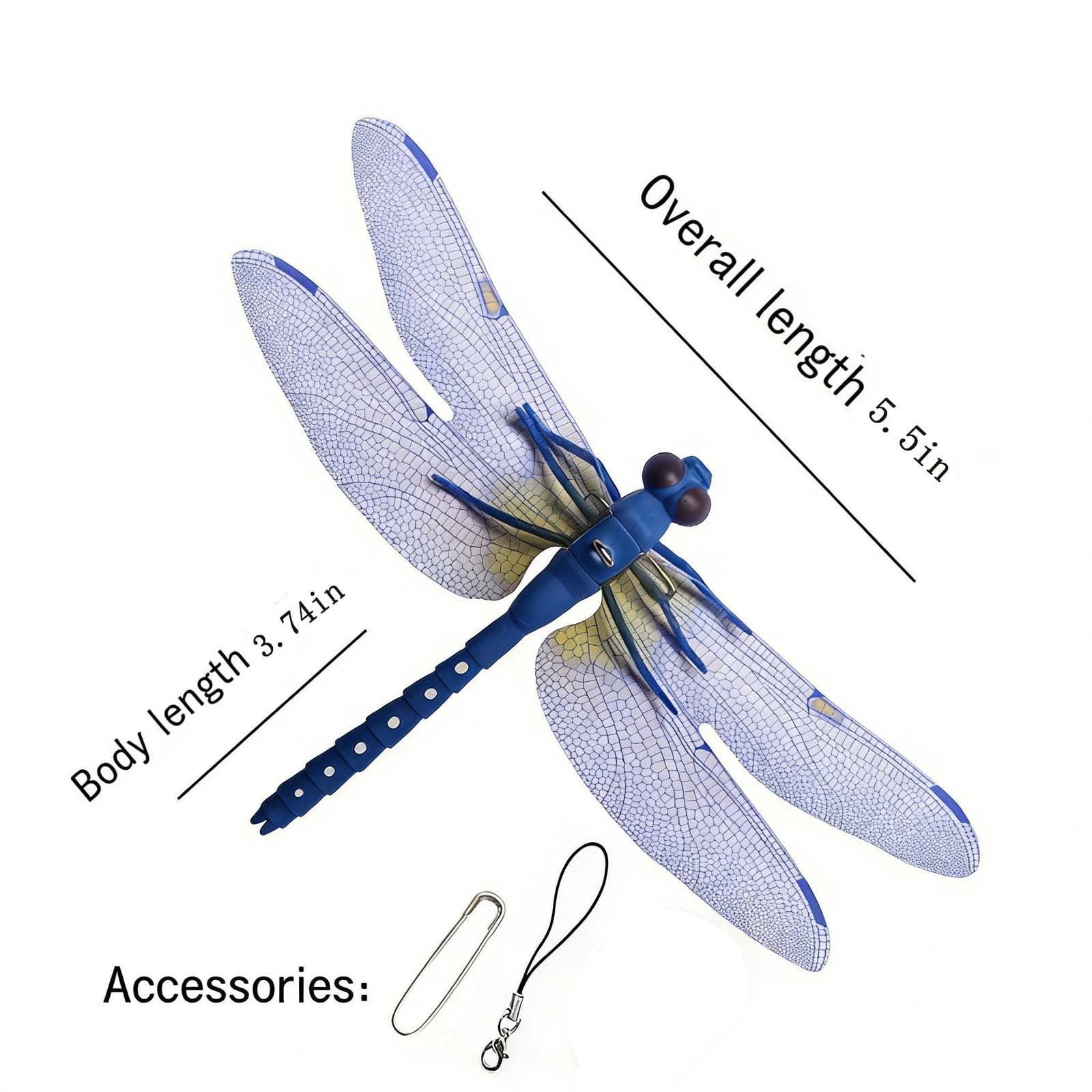 Indoor & Outdoor Fake Dragonfly Clip,Dragonfly Clip Bug Repellent, 3D Dragon Fly Garden Stakes & Hat Simulation Decor, Garden Bird and Fly Scare Devices