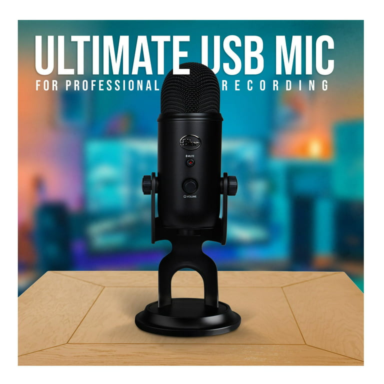 BLUE Microphones Yeti Blackout USB Microphone Bundle with Studio Stand -