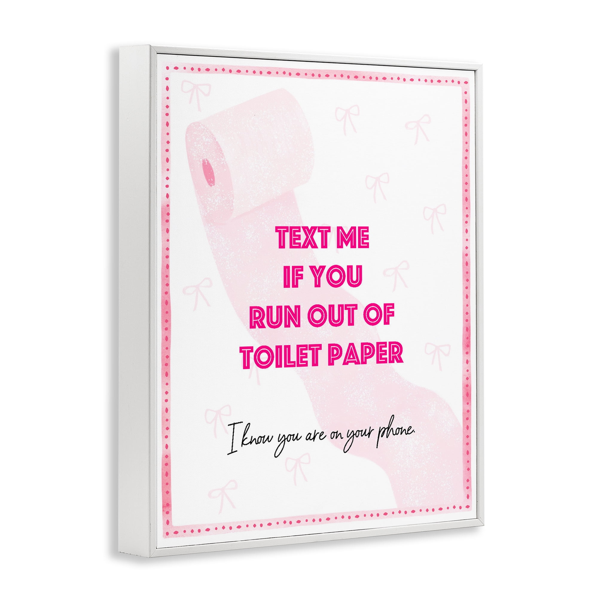 Pink Text for Toilet Paper White Framed Giclee Art, design by Ziwei Li