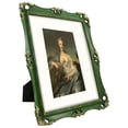 thumbnail image 3 of 11x14 Picture Frame Matted to 8x10 Photo, Vintage Poster Frames 11x14 for Wall Decor, Green with Gold Trimming, 3 of 4