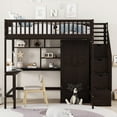 thumbnail image 3 of Harper & Bright Designs Full Loft Bed with Wardrobe Storage Space, Stairs Loft Bed with Desk and Shelves for Boys Girls, Espresso, 3 of 13