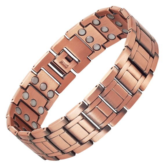 Wollet 3X Strength Magnetic Copper Bracelet for Men, Gifts for Husband, Length 8.9 in, Width 0.8 in