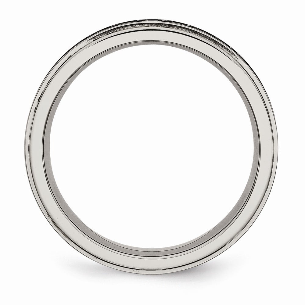 Titanium Black Enamel Braid Design 6mm Brushed Band - Size 8