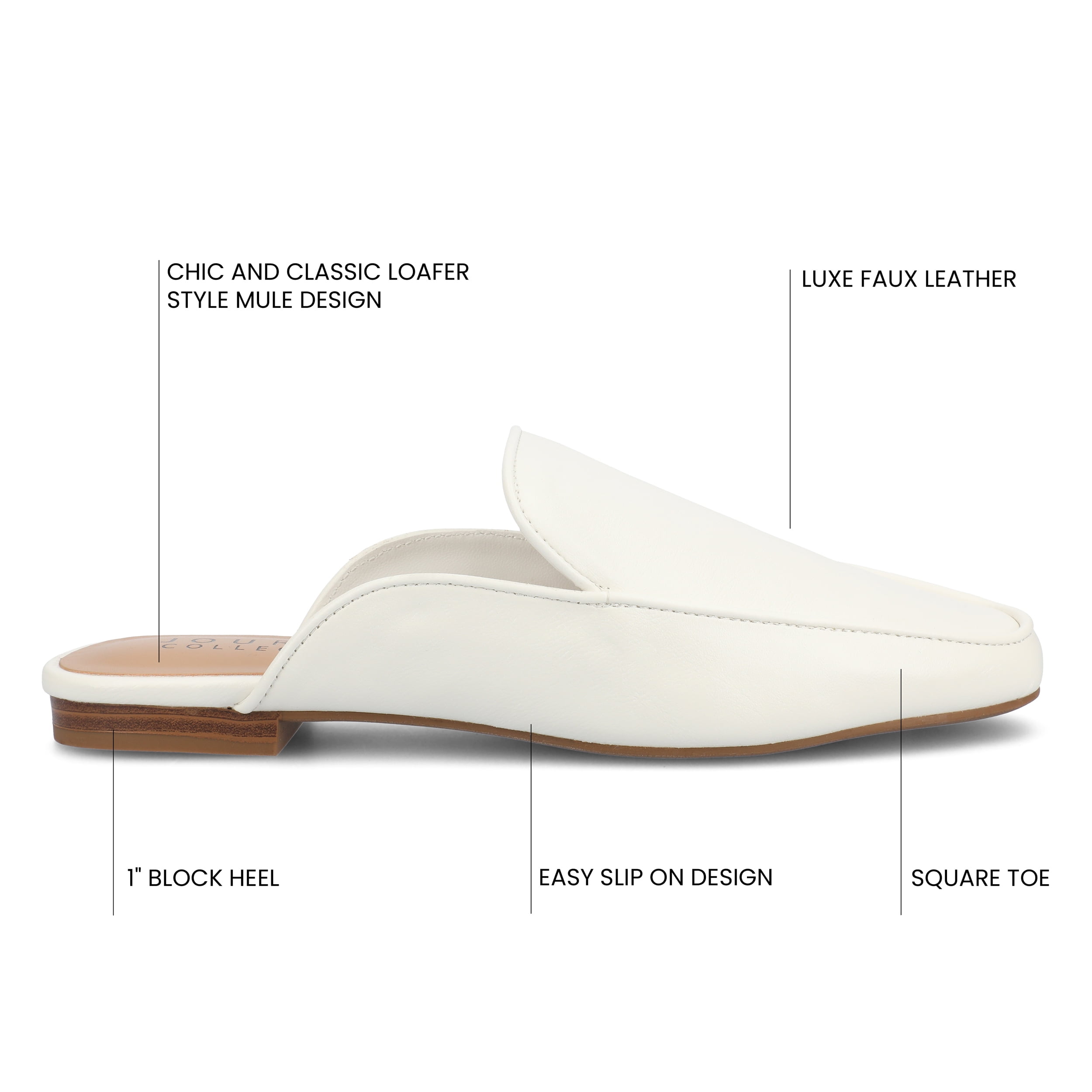 Journee Womens Akza Slip On Square Toe Mules Flats, Widths Available