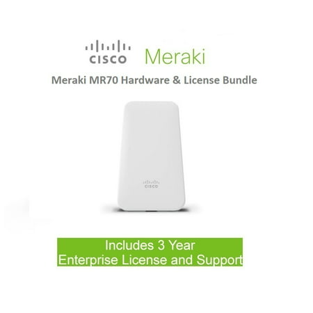 Cisco Meraki MR70 802.11ac Wave 2 Ruggedized Wireless Access Point Includes 3 Year Enterprise Meraki
