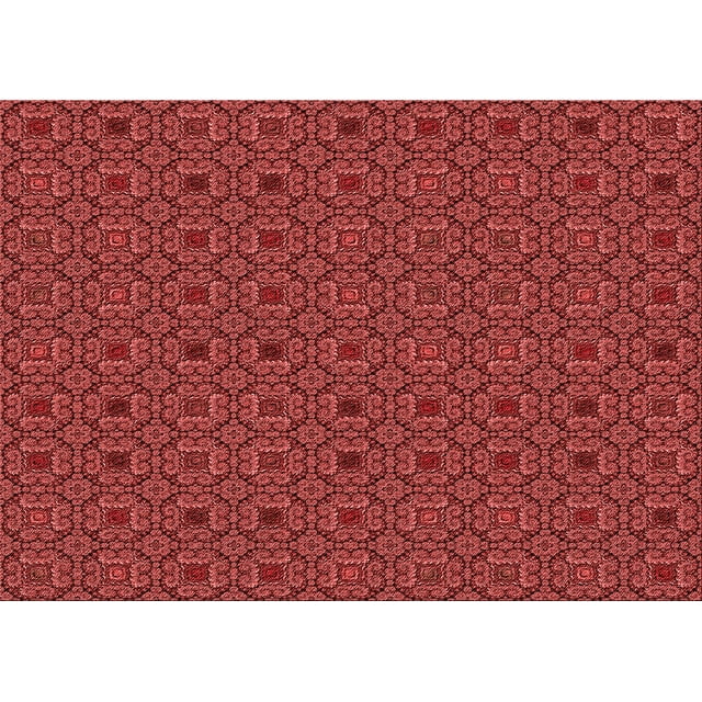 Ahgly Company Tapis d'Intérieur Lavables en Machine Rectangle Rouge Pamplemousse Transitionnel, 5' x 7'