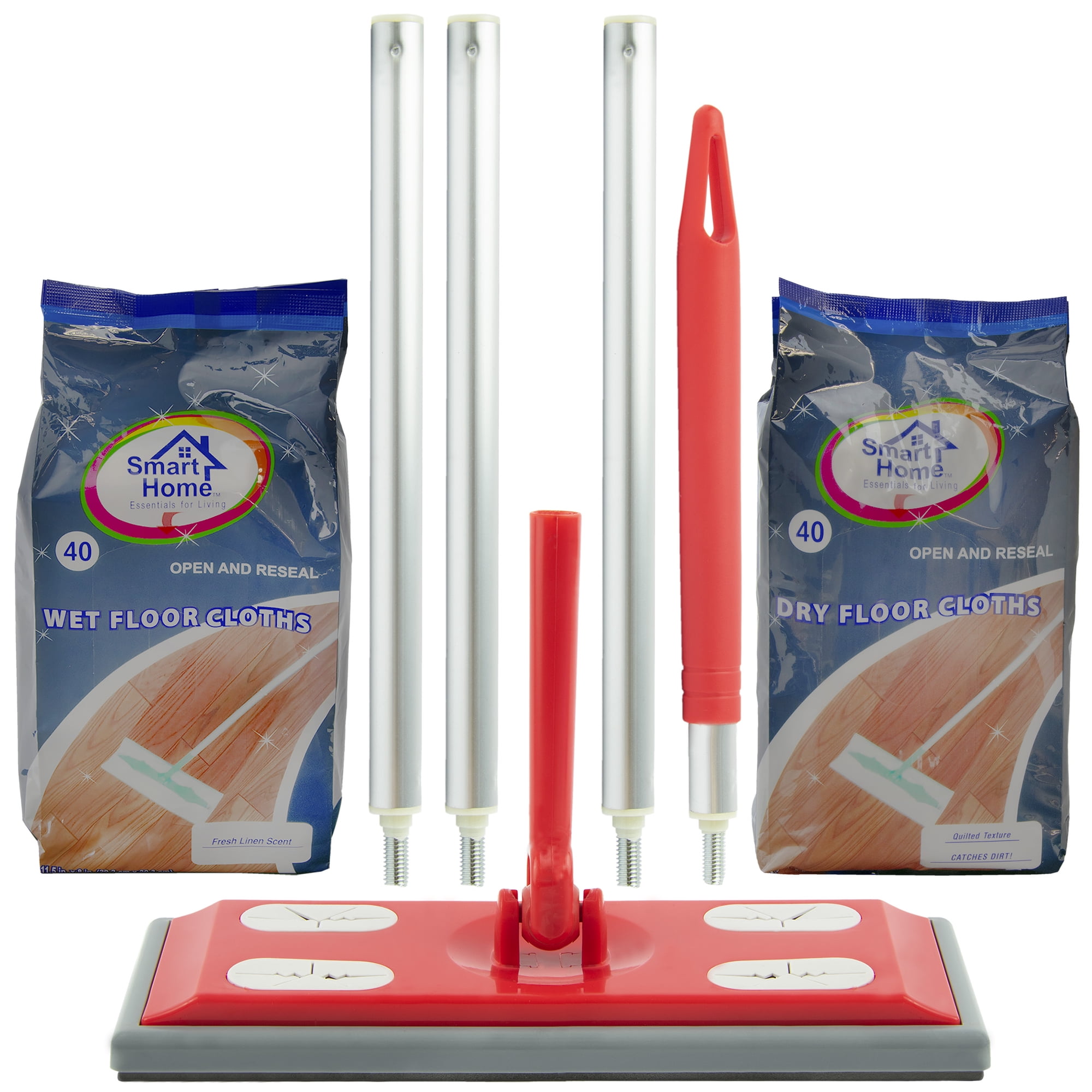 Smart Home Static Floor Duster/Mop Combo Set with Wet and Dry Floor Wipes