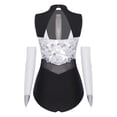 thumbnail image 4 of iiniim Women Sparkle Latin Jazz Dance Outfit Sleeveless Gymnastics Leotard with Gloves Sequins Dance Clothes Silver S, 4 of 7