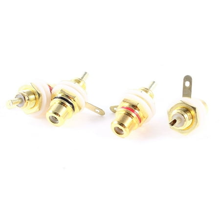 Rca Chassis Socket - Unique Bargains Gold Tone Audio Video RCA Chassis Mounting Jack Socket Connector Adapter 4 Pcs