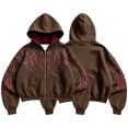 thumbnail image 3 of Men's Y2k Goth Graphic Zip Up Hoodies Long Sleeve Grunge Punk Sweatshirt with Pockets, 3 of 8