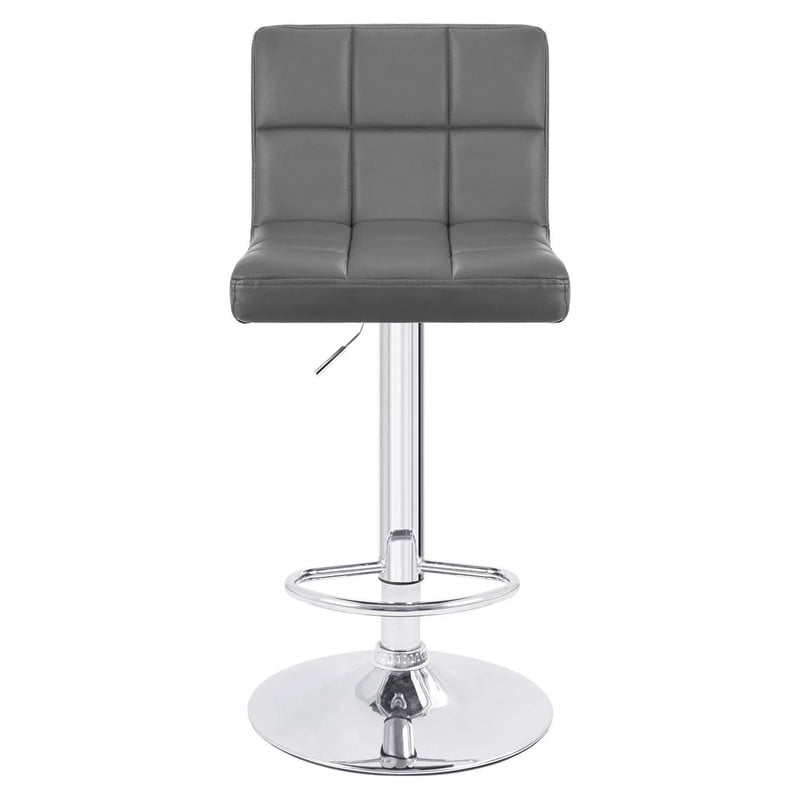 Lacoo Set of 2 Bar Stools Adjustable Swivel Armless Barstools with PU Leather, Gray