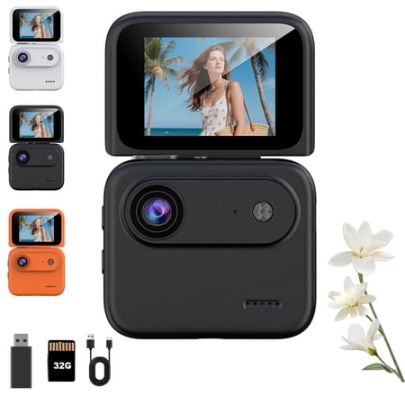 Multi-Functional Flip Screen Action Camera 4K HD 143&deg; wide-angle anti-shake flip screen 800mAh Type-C battery perfect for travel and sports.